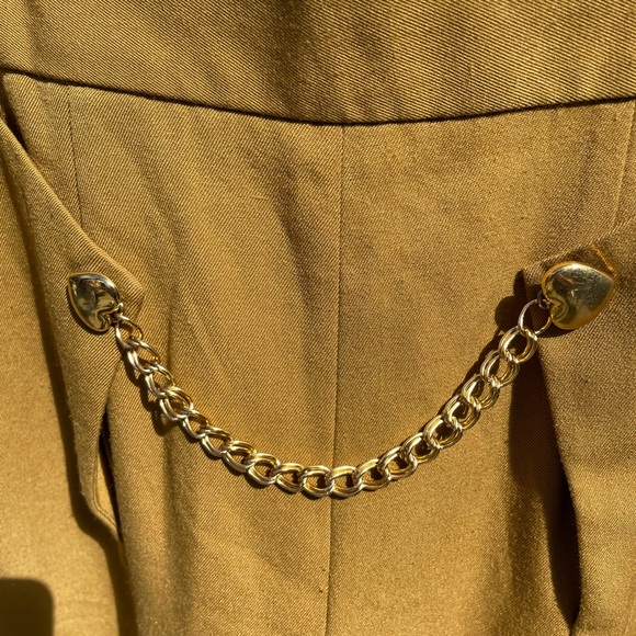 Mustard retro pants with gold chain detail - Picture 2 of 3
